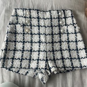 High waisted tweed shorts